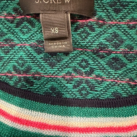 J. Crew Jacquard Knit Argyle Evergreen Merino Wool Sweater Size XS - Picture 8 of 8